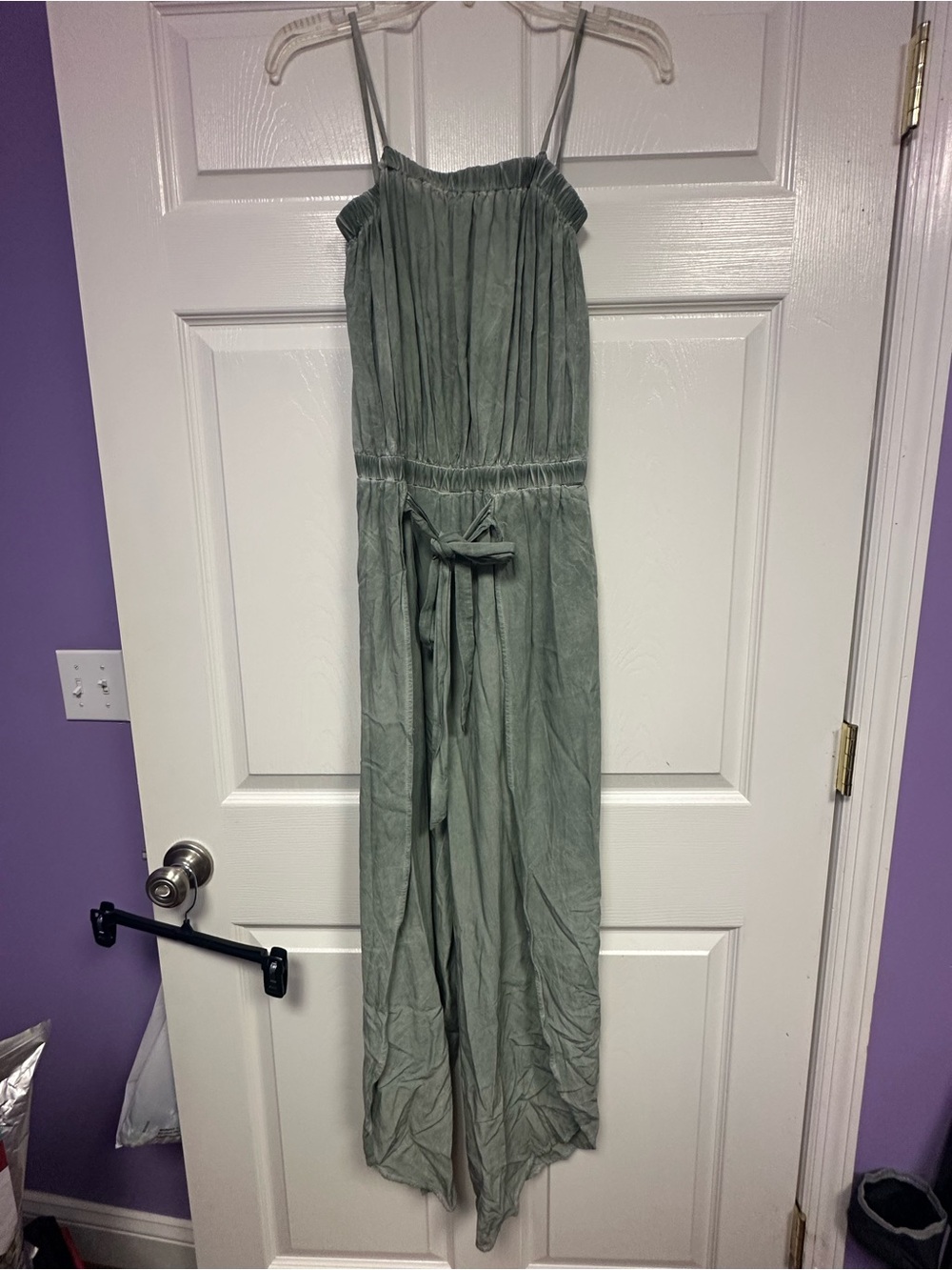 Sage Green Strapless Jumpsuit
